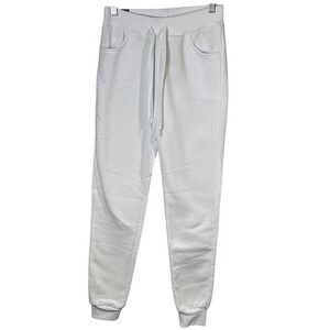 RED FOX Mens White Jogger Sweatpants Elastic Waist Drawstring Pockets Size Small